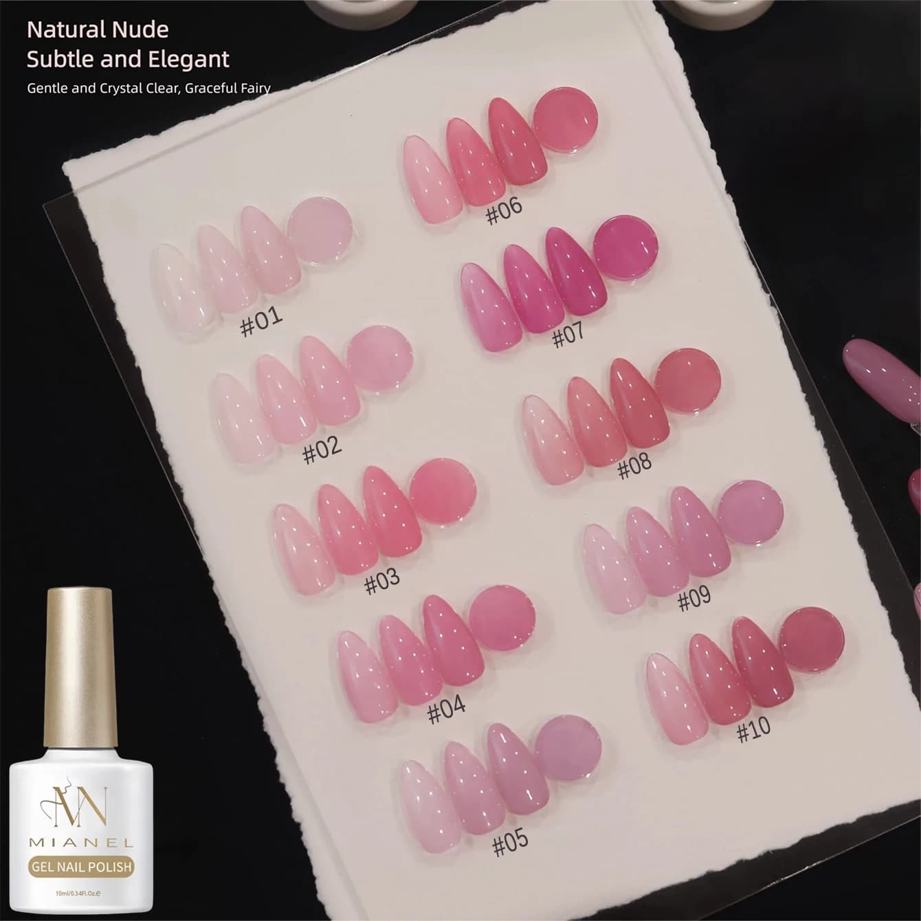 MIANEL 10ml Smalto Semipermanente Gel Trasparente Effetto Ghiaccio Serie Primavera Estate 2026 Rosa Nude per Nail Art