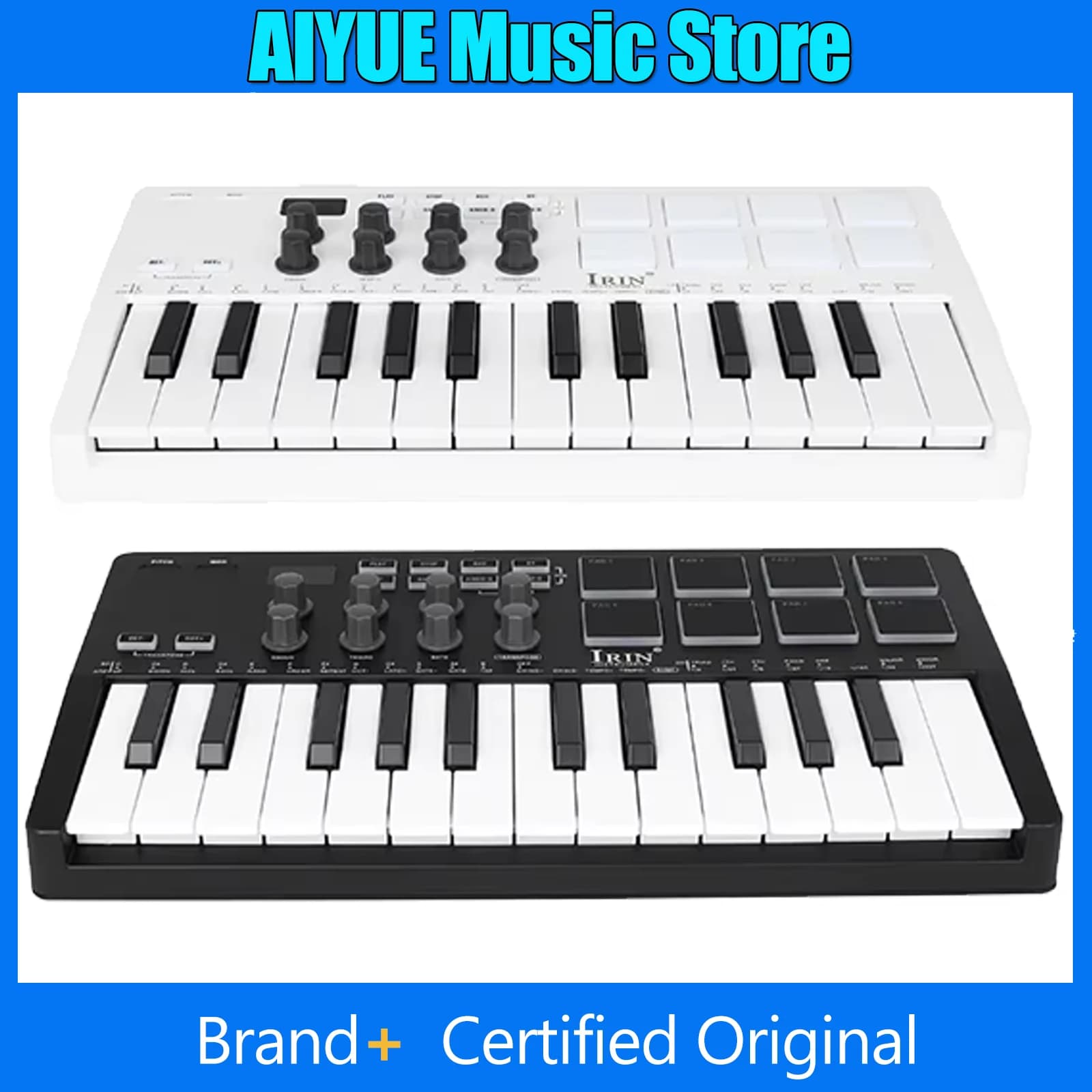 Controller MIDI SMK-25 con Tastiera USB Portatile Mini 25 Tasti, 8 Pad RGB, 8 Manopole e Software di Produzione Musicale Incluso