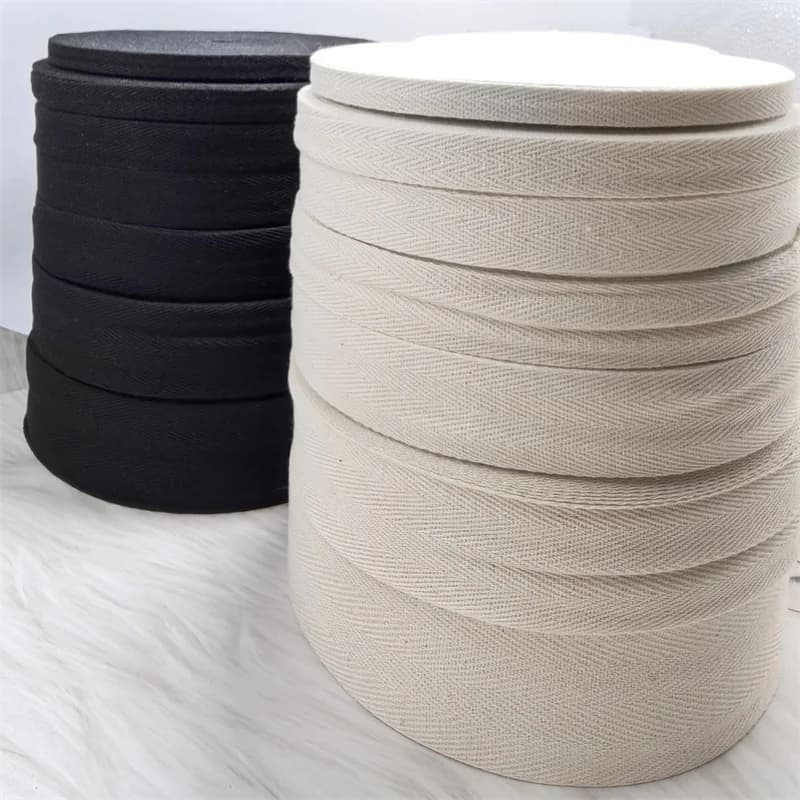 Accessori di stoffa fai da te Nastri bianchi beige neri Nastro a spina di pesce in cotone 100% Confezione Nastro di cotone 10MM 40MM 50MM 60MM 50 metri