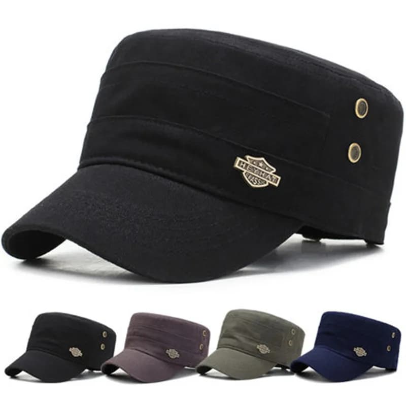 Men's Hat Summer Casual Military Style, Women's Vintage Beret, Cotton Fashion Hat with Visiera Flat
