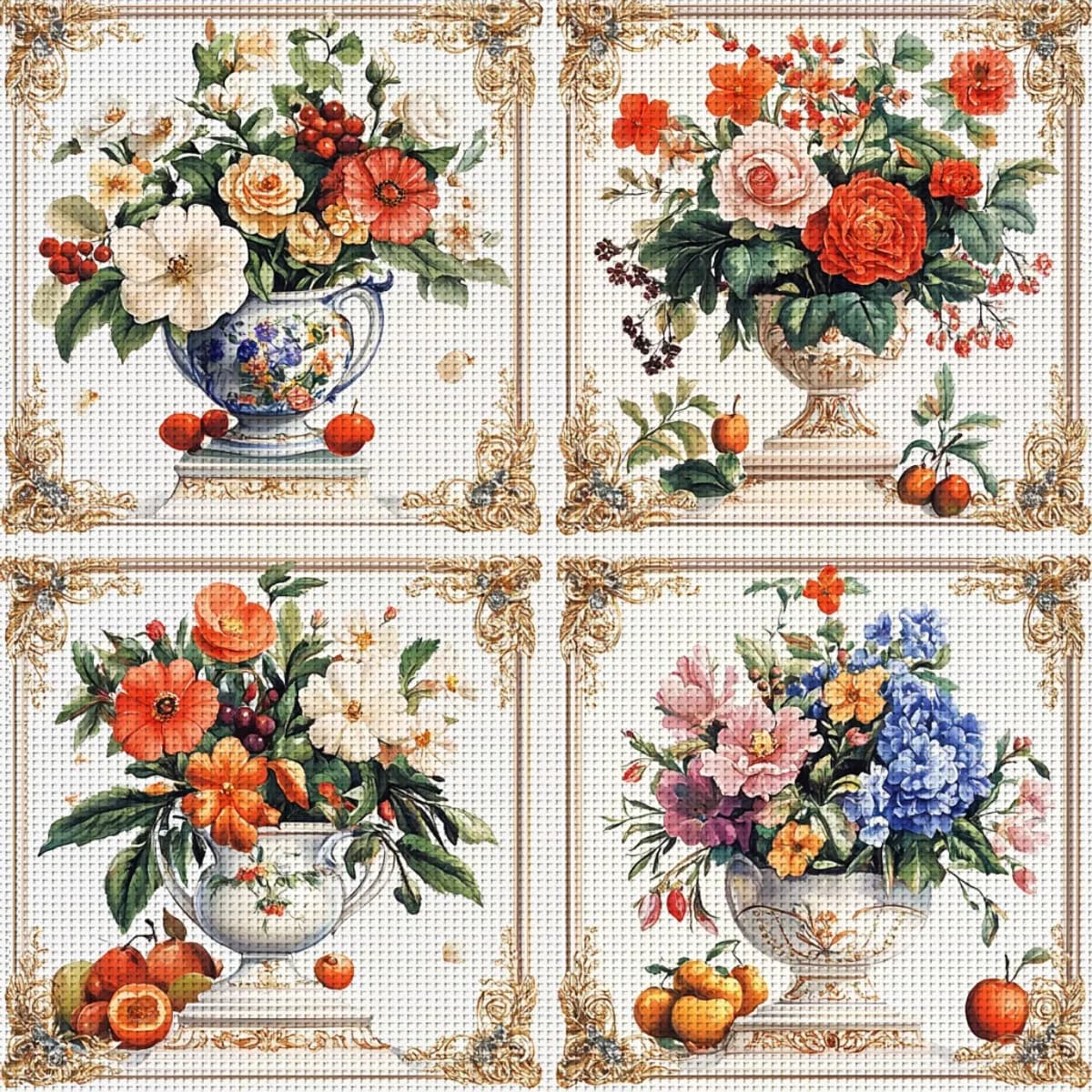 1PC 40X40cm/15.7X15.7 pollici, floreale, 11CT/14CT kit punto croce stampato fai da te, set di ricamo a punto croce rilassato per principianti adulti
