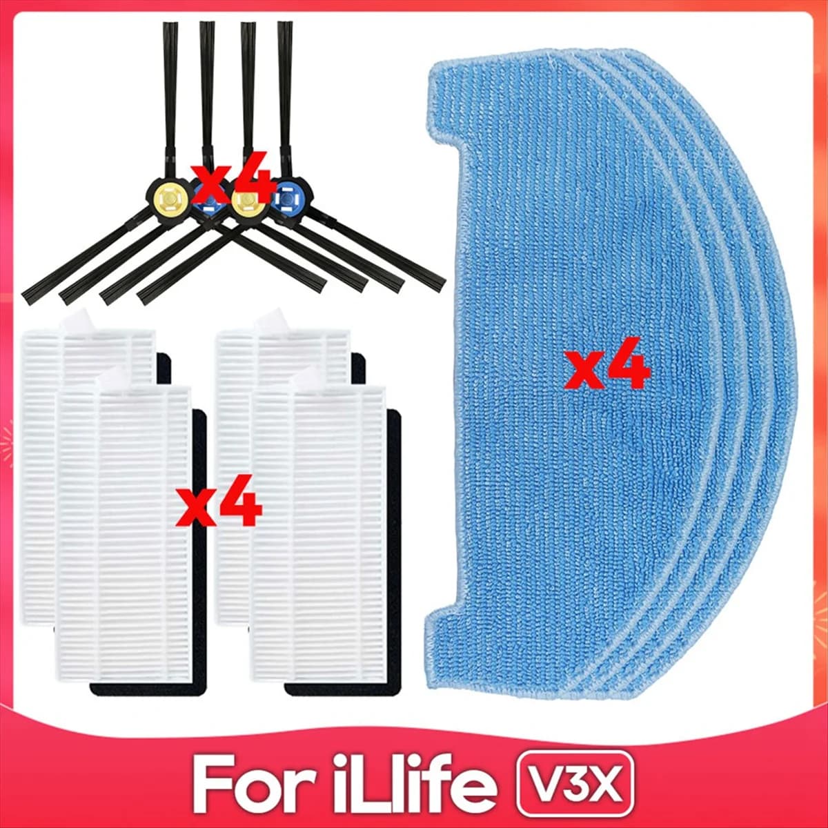 NUOVO Per ILIFE A20, T20S, V3x, Polaris PVCR 3600, G2 0926W, G2 0726W, G2 1226 Spazzola Laterale Filtro Mop Parti di Ricambio