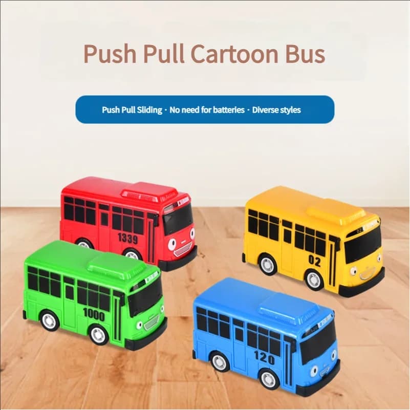 Giocattolo Scuolabus a Retrocarica con Porte Apribili, Simpatico Veicolo Educativo Scorrevole per Regali di Compleanno per Bambini e Bambine