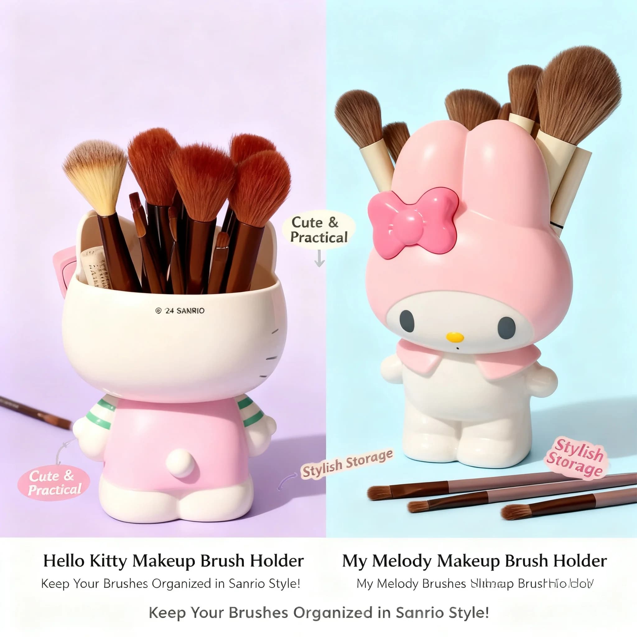 Contenitore per Penne Hello Kitty Kuromi My Melody, Porta Pennelli Trucco, Scatola Portaoggetti da Scrivania, Organizer per Dormitorio, Regali per