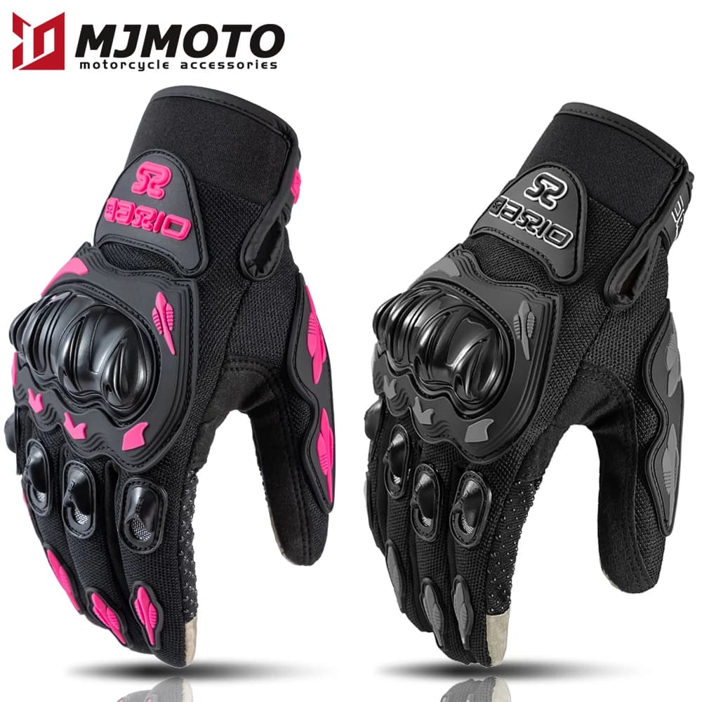 Guanti da moto neri rosa da donna Guanti da moto estivi in mesh traspirante da motocross Guanti da corsa per moto Guanti touch screen da uomo