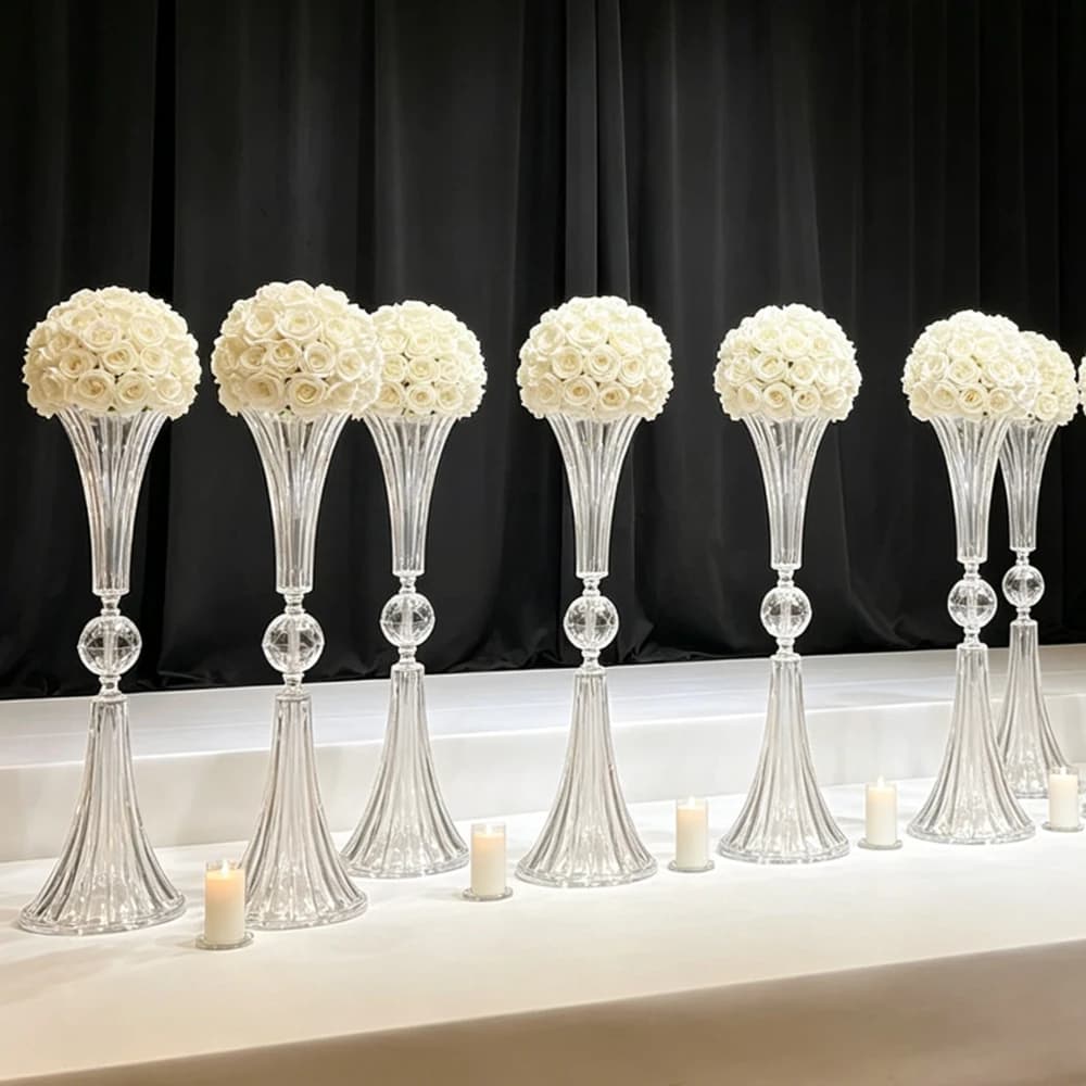 10 pz) Candelabri in cristallo acrilico da 43-85 cm, vasi Hurricane eleganti in acrilico, parti tubolari per matrimoni (non in vetro), portacandele