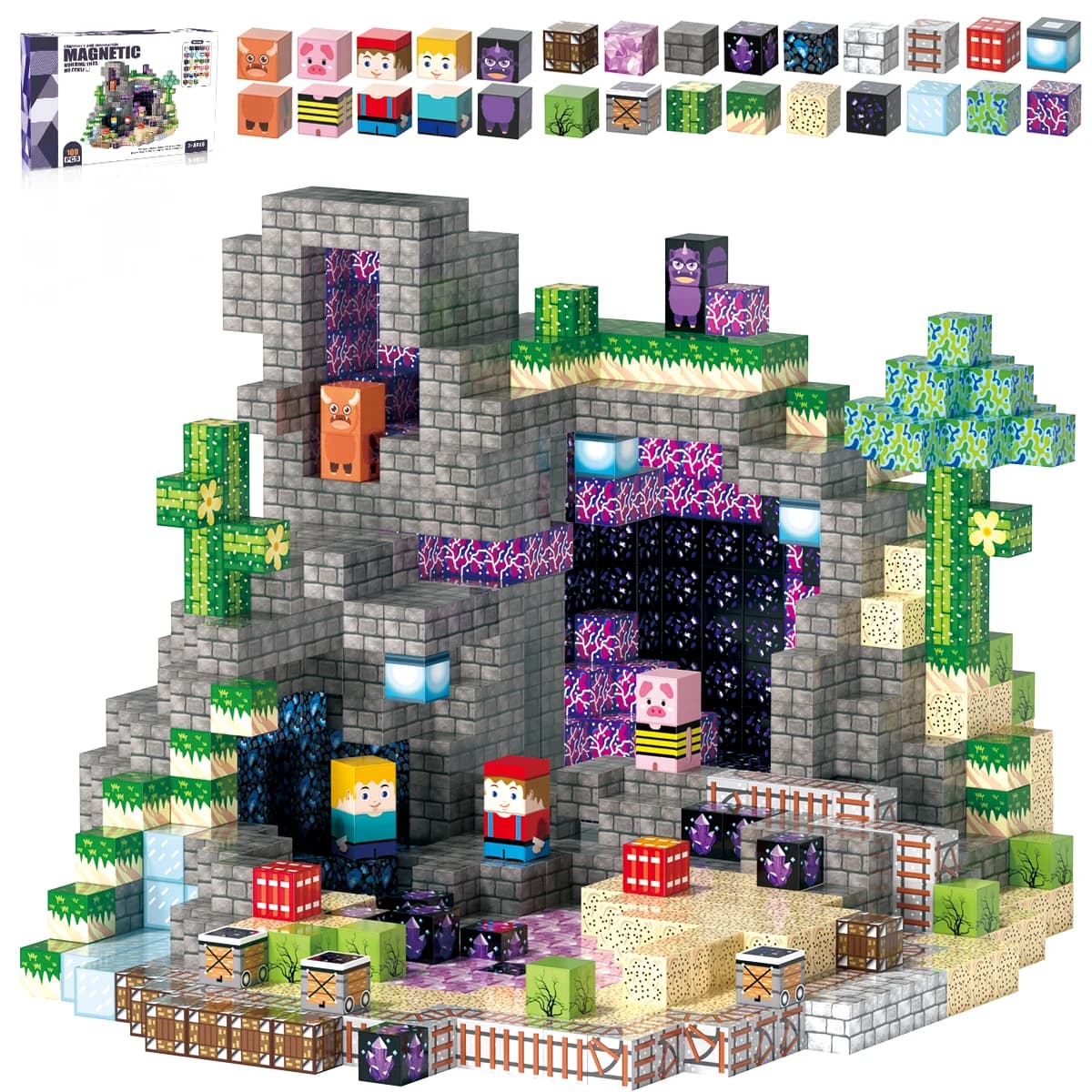 Blocchi Magnetici da Costruzione, Cubi Magnetici Creativi Fai-da-Te, Giochi Educativi Montessori STEM, Giocattoli Sensoriali per Bambini dai 3 Anni in Su, Regalo per Ragazzi e Ragazze