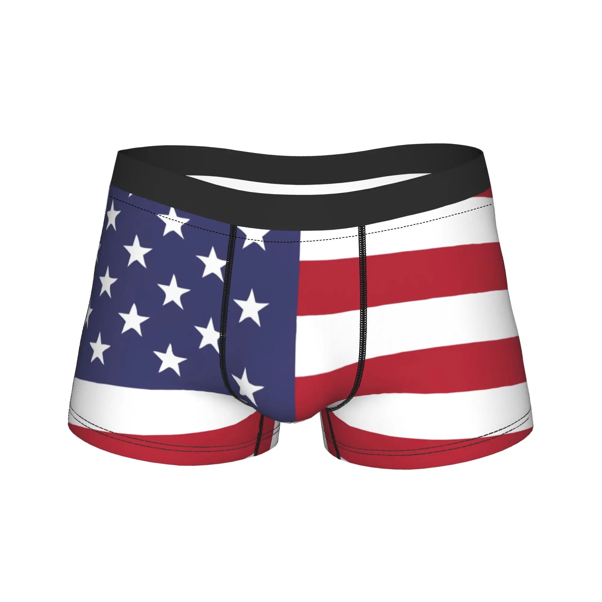 Man United States Flag Long Underwear Novelty Boxer Briefs Shorts Panties Male Breathable Underpants M-XXL