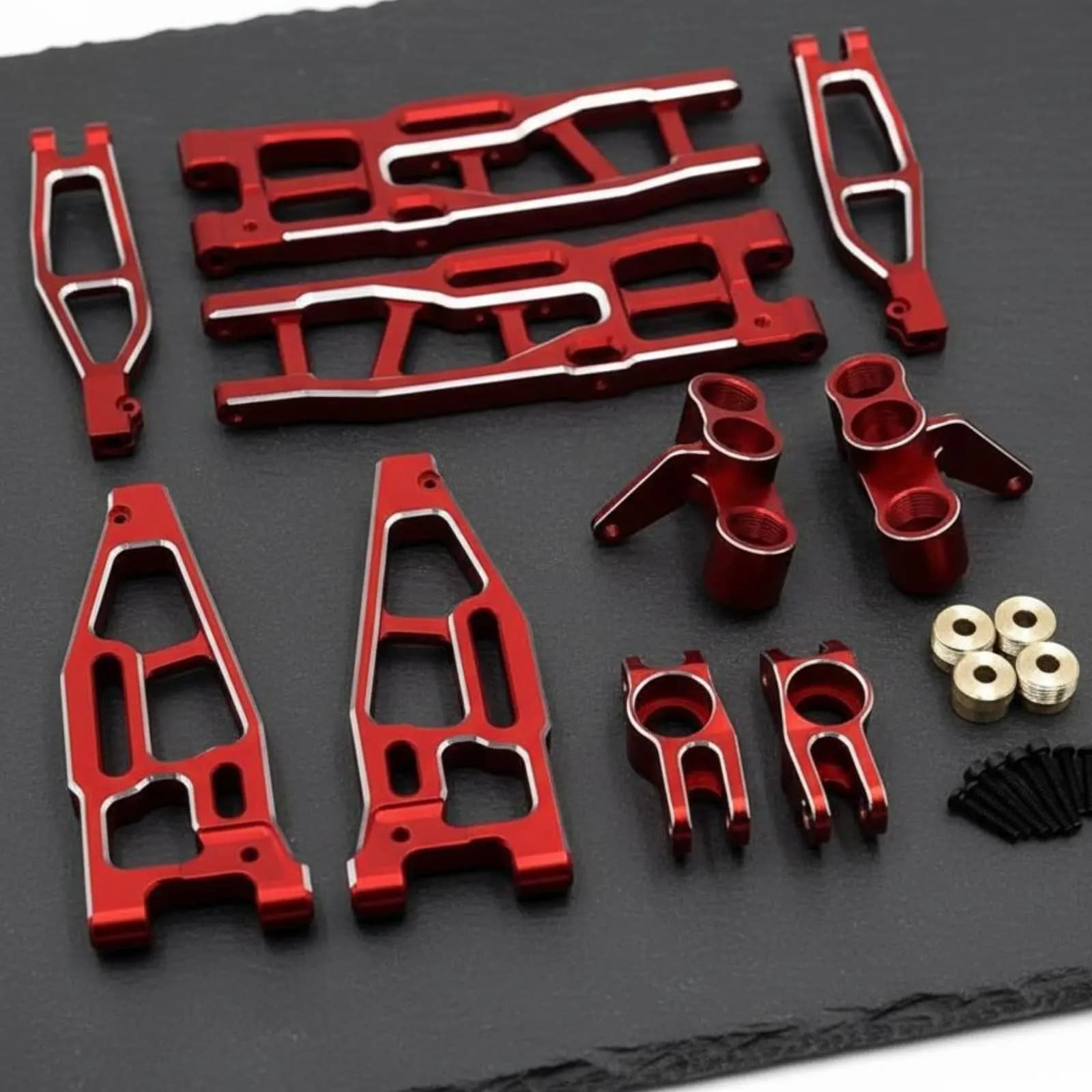 Kit Sistema di Ammortizzazione per Auto RC in Scala 1/8, Finitura Anodizzata, Kit Collegamenti Anteriori e Posteriori, Parti in Metallo con Superficie Sabbiata