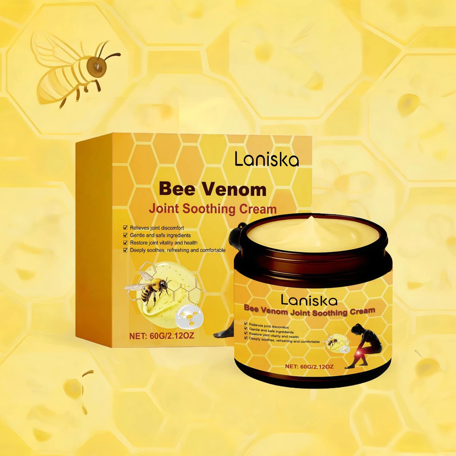 Bee Venom Joint Soothing Cream for Shoulders, Neck, Waist, And Legs Multi-part Moisturizing Non-sticky Body Care Massage Cream