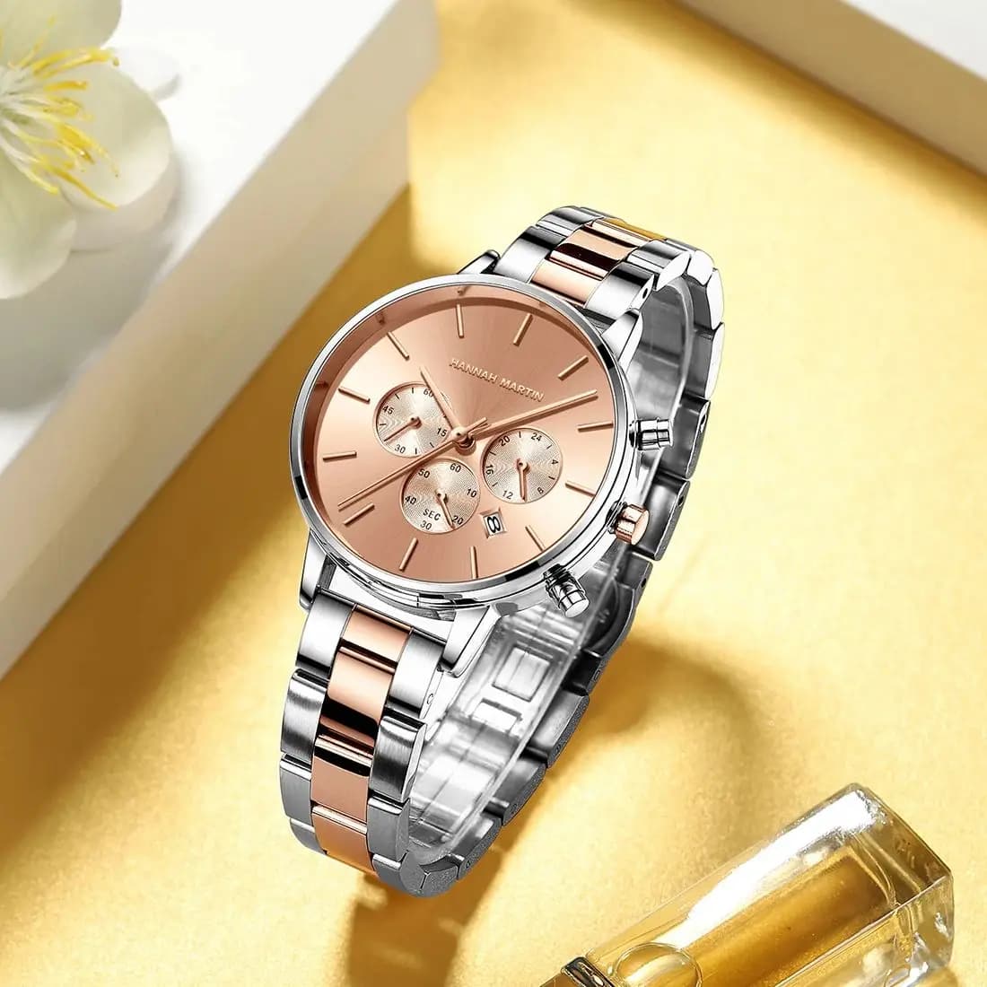 Orologio da donna alla moda Orologio da polso da donna TOP al quarzo di lusso impermeabile in acciaio inossidabile con quadrante multifunzionale stile semplice