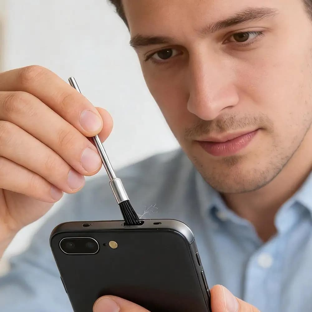 Spazzola per la pulizia digitale di altoparlanti e auricolari del telefono, strumento per la rimozione della polvere dalla porta di ricarica, detergente a setole morbide per iPhone AirPods Y7D8