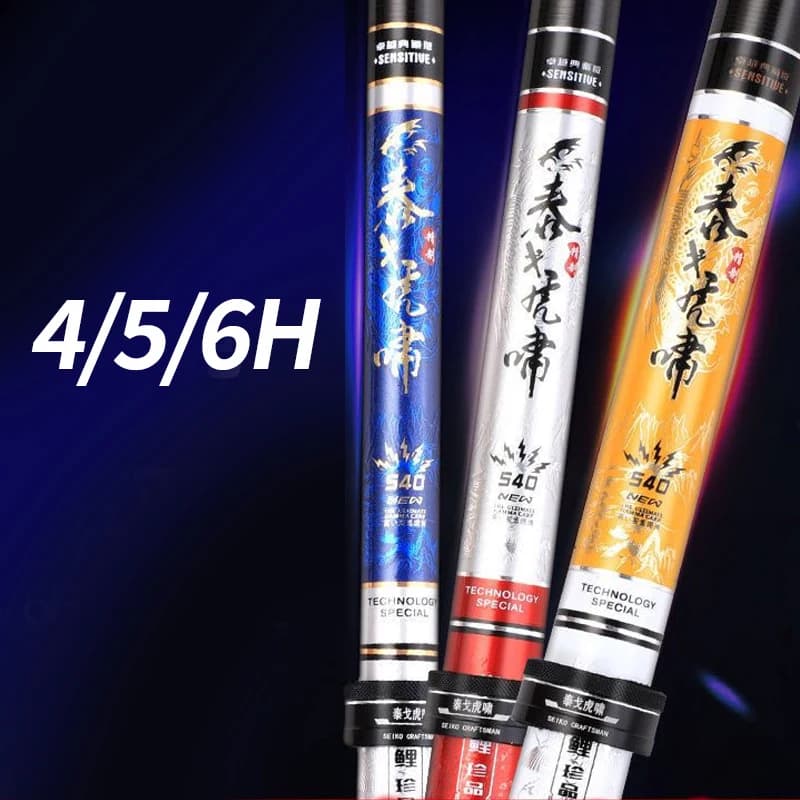 Canna da Pesca TAIGEK 4H 5H 6H Ultraleggera in Fibra di Carbonio, Portatile, per Acqua Dolce, Pesca alla Carpa di Taiwan