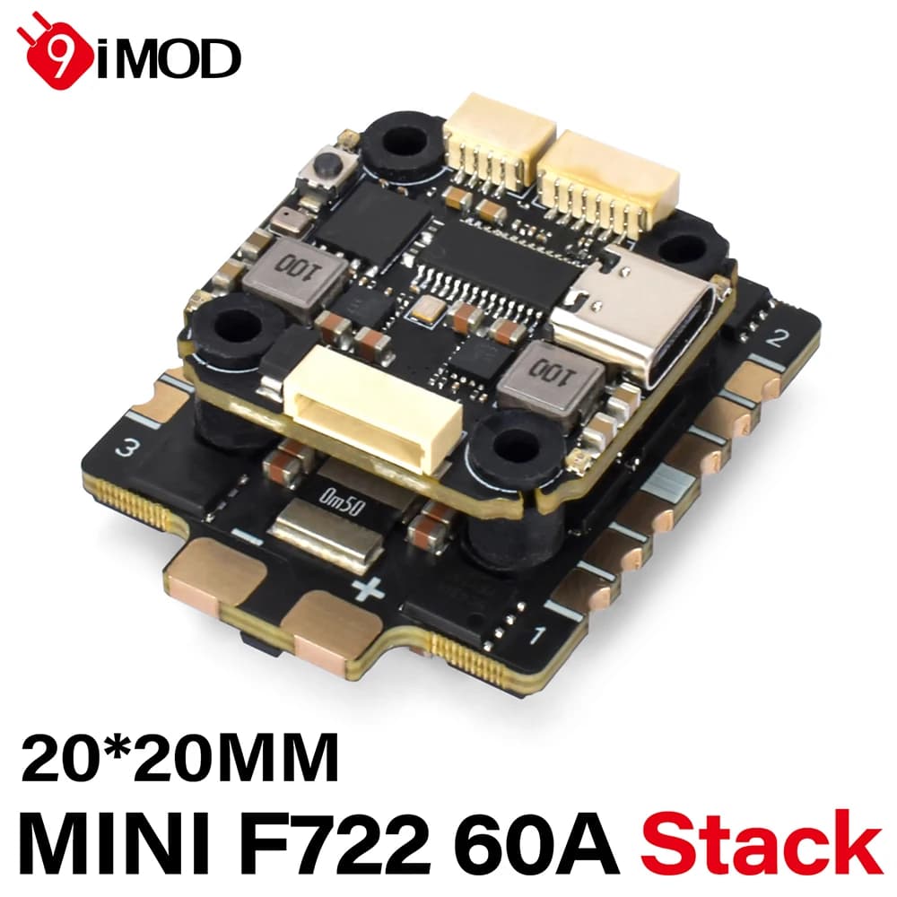 9IMOD F722 mini Pila di volo F722 Mini Controllo di volo 60A ESC 3-8S Lipo ICM42688 Giroscopio per telecomando FPV Racing Drone