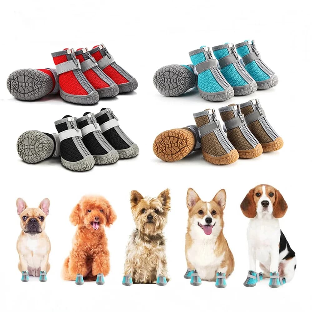 Scarpe e stivali da trekking all'aperto traspiranti resistenti all'usura per cani di piccola e media taglia per tutte le stagioni, molto adatti per animali domestici a g