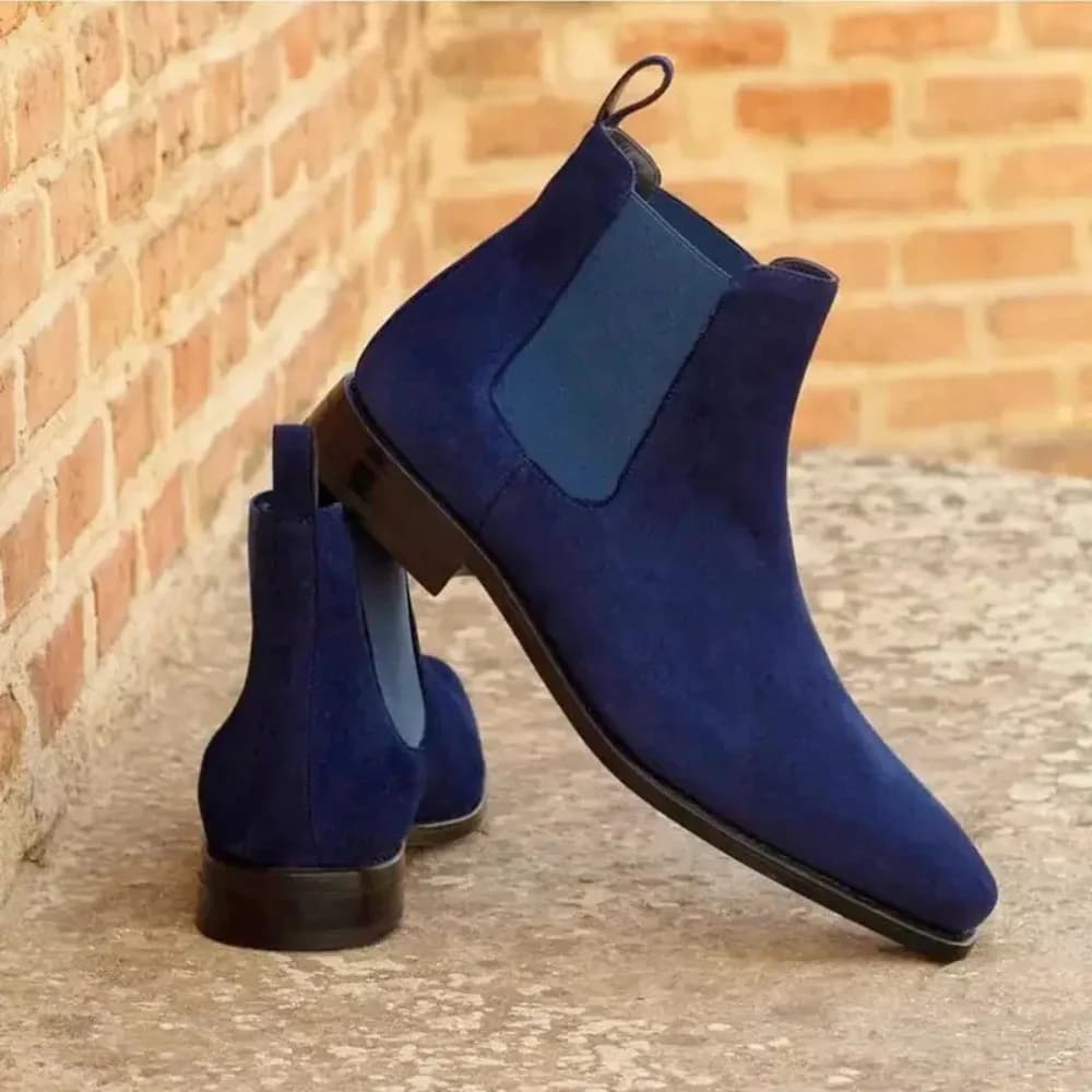 Stivaletti Chelsea da uomo blu in finta pelle scamosciata classica moda business casual da uomo stivaletti alla caviglia Zapatos De Seguridad Hombre