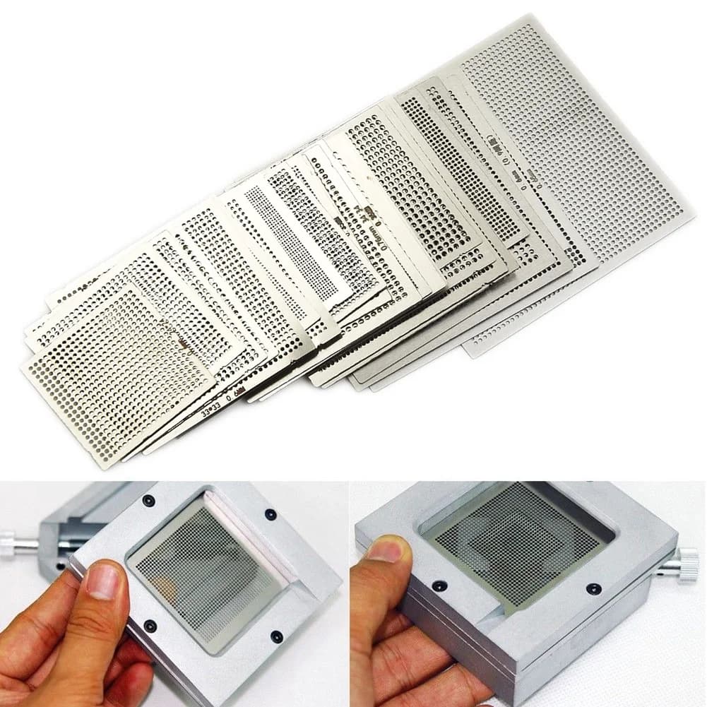 27 pezzi universale BGA Reball Reballing rilavorazione stencil netto direttamente kit di parti di calore durevoli accessori di ricambio per lavoro BGA