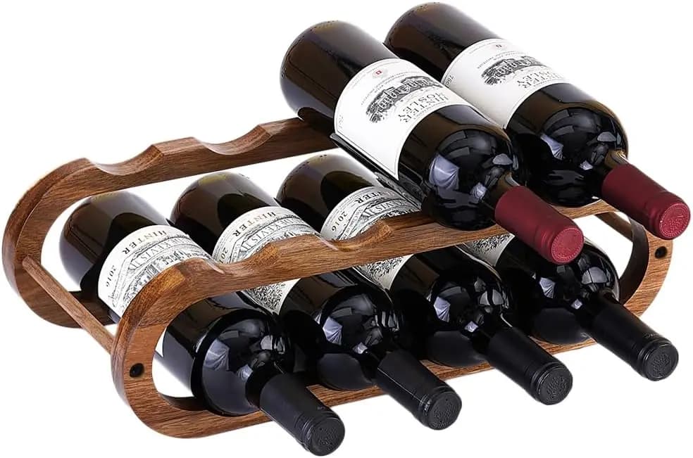 Portabottiglie e Organizzatore per Bottiglie d'Acqua 2 in 1 per Armadietto e Piano di Lavoro - Regolabile in 2 Misure (Legno di Acacia a 2 Livelli)