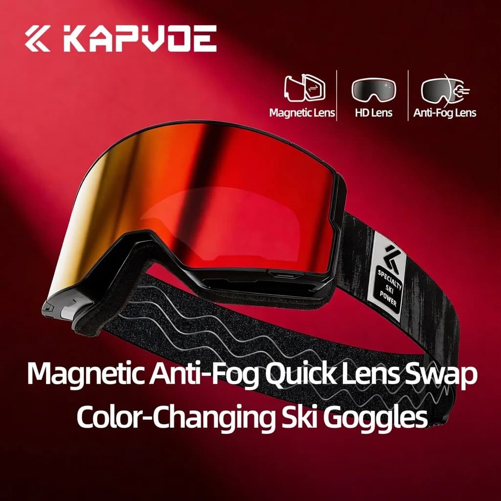 Occhiali da Sci Fotocromatici Magnetici Kapvoe - Occhiali da Snowboard Antiappannamento con Sostituzione Rapida della Lente per Uomo e Donna, Protezione UV400 per Motoslitte