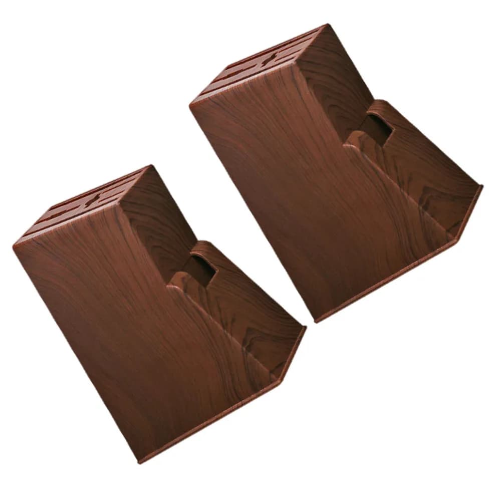 Set di 2 Portacoltelli da Cucina in Plastica Effetto Legno, Organizzatore per Coltelli e Forbici