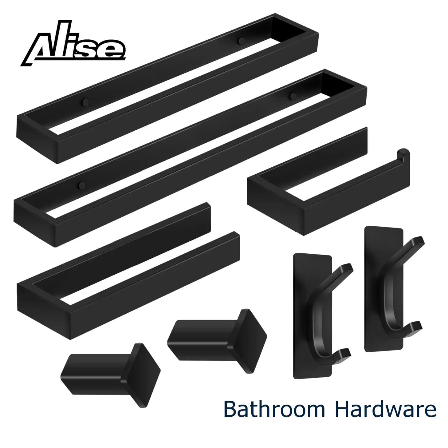 Hardware per il bagno Gancio per accappatoio nero Portasciugamani Bar Rack Bar Mensola Porta carta velina Accessori per il bagno