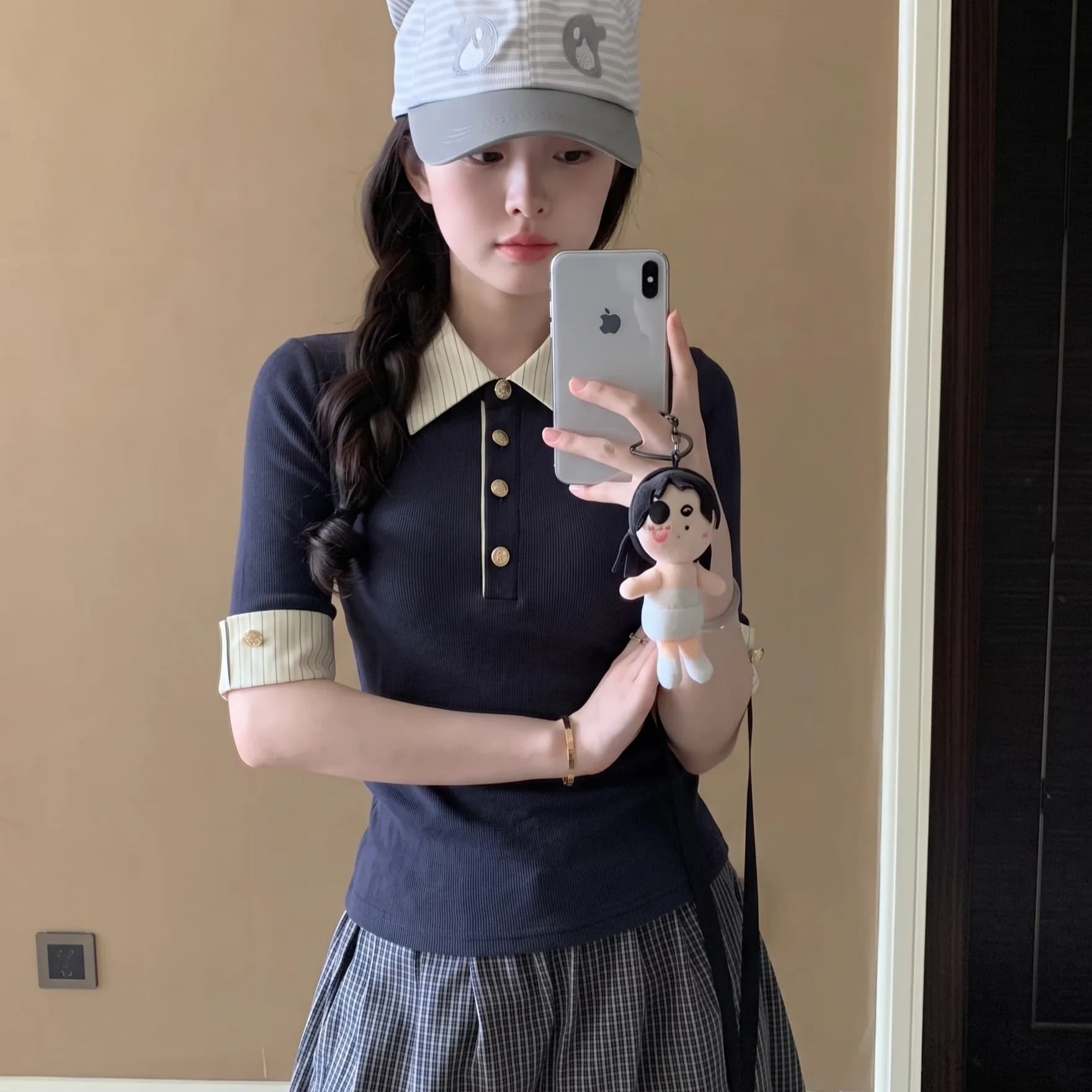 Slim Fit Neck Short Sleeve T-Shirt Women's Korean Style Summer New Vintage False Two-Piece Daily Wear Casual Fashion