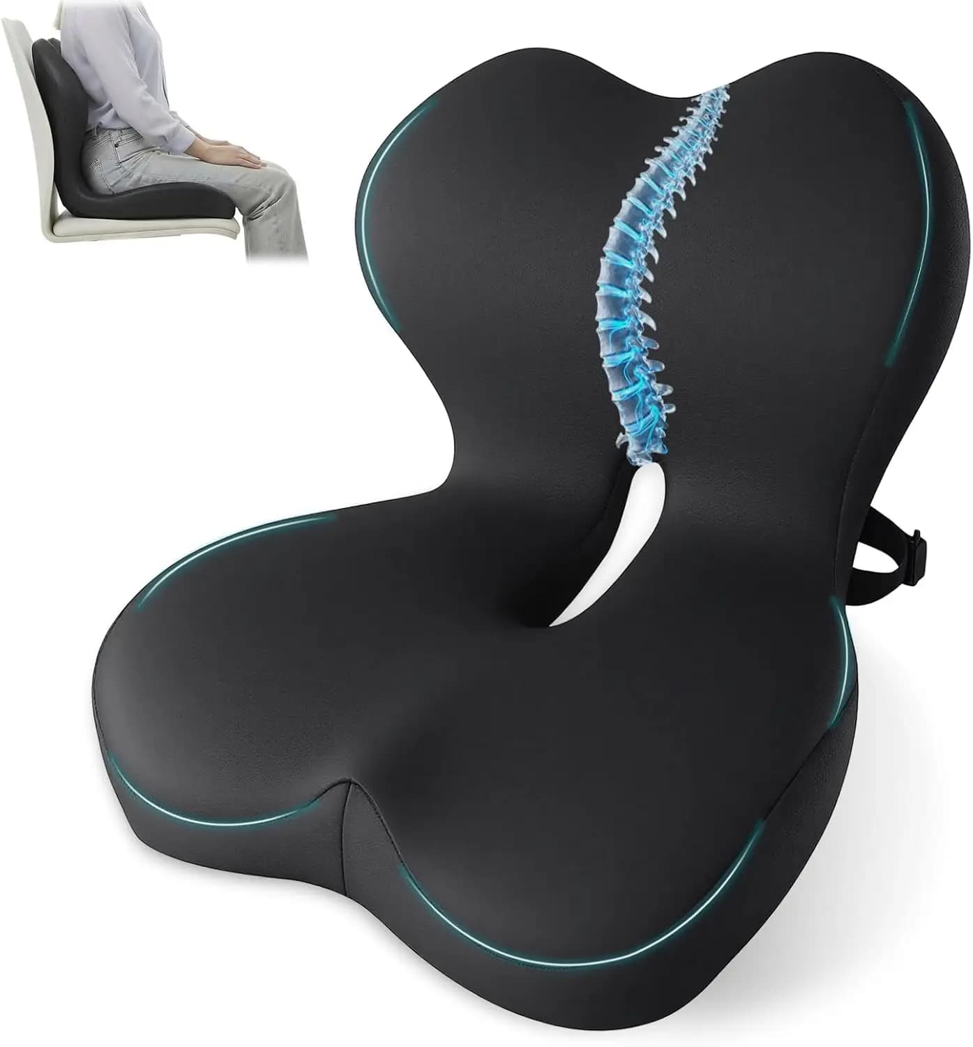 Cuscino in Memory Foam Comfort con Supporto Lombare per Sedia da Ufficio, Auto, Camion, Sedia da Gaming, Sollievo dal Dolore alla Schiena