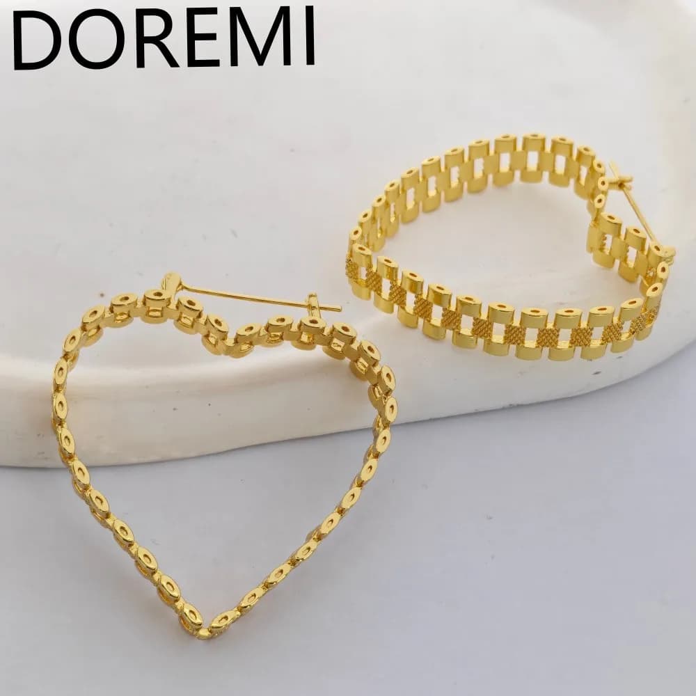 Orecchini a Cerchio Stile Cinturino di Orologio Lateefah, Placcati in Oro con Catena Cubana, Gioielli alla Moda per Donne