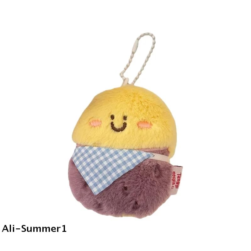 【E】Portachiavi con Ciondolo a Forma di Cibo Cartoonesco Carino, Peluche Kawaii di Arance e Patate, Decorazione per Zaino, Accessori Regalo