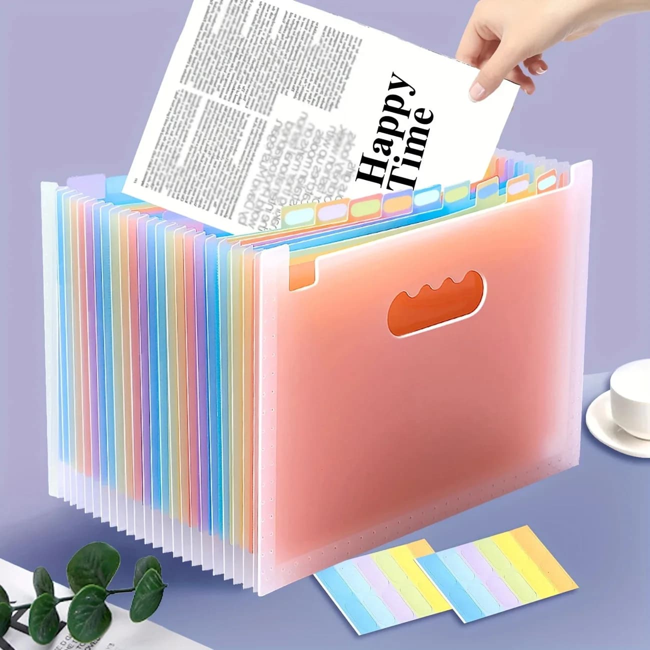 1PC Multicolor 25-Pocket Expanding File Folder A4 Letter Size Desktop Organizer Paper Document File Organizer