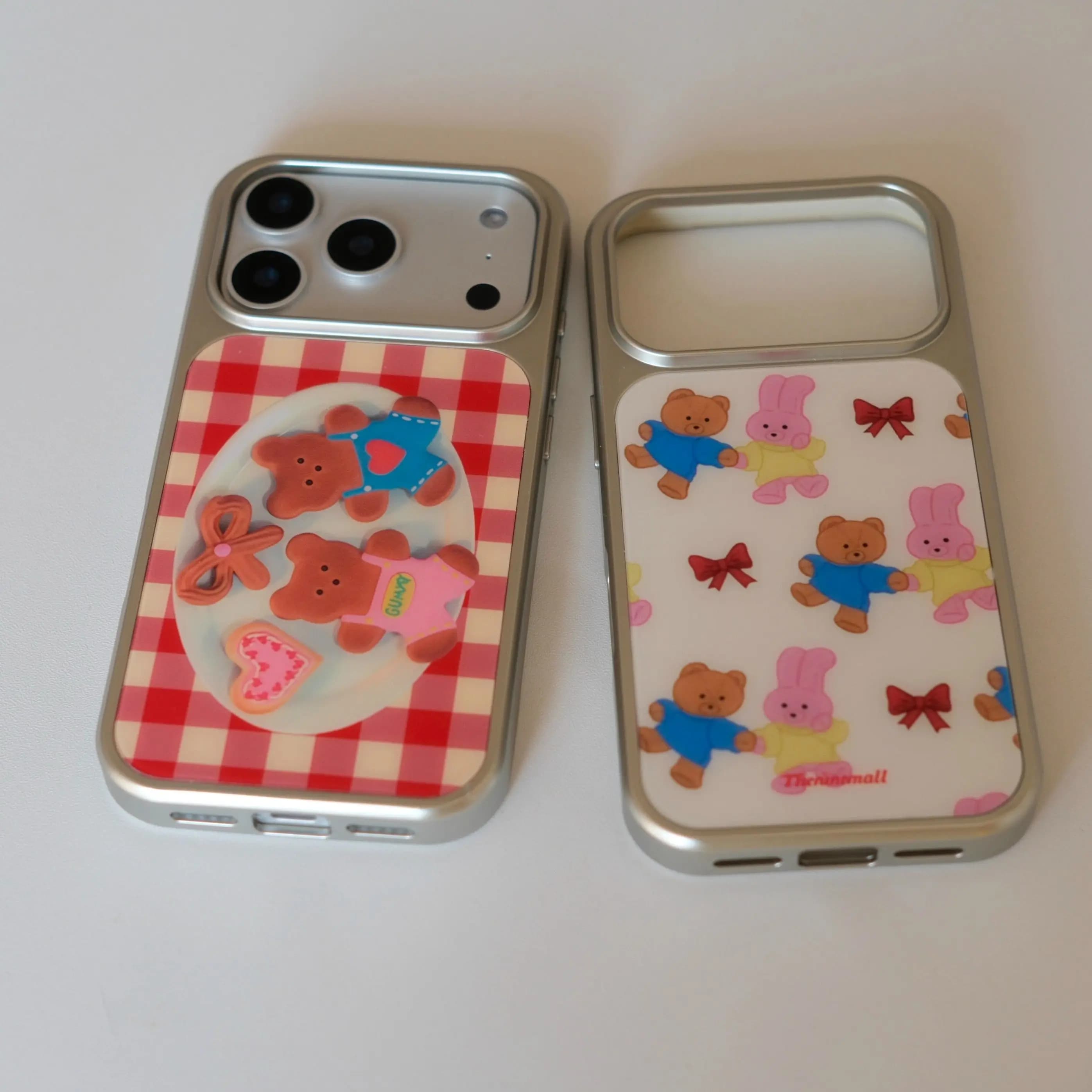 Cover for iPhone 17 16 15 14 13 12 11 Pro Max Plus Y2K with Christmas bear and Cookie, Autumn Winter Collection, Style Ins