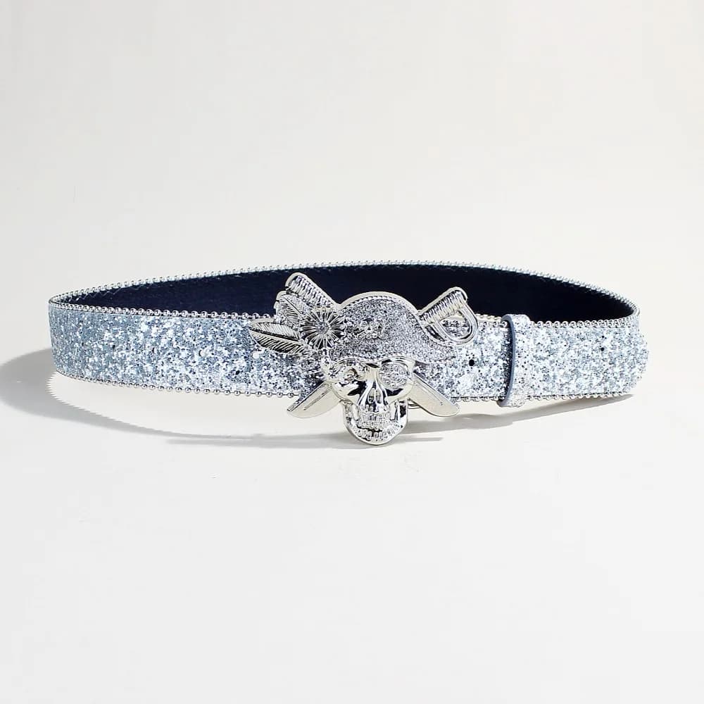 Cintura in Pelle con Strass e Borchie a Teschio, Design Bling, Stile Western Cowgirl, per Uomo e Donna, per Jeans e Vestiti