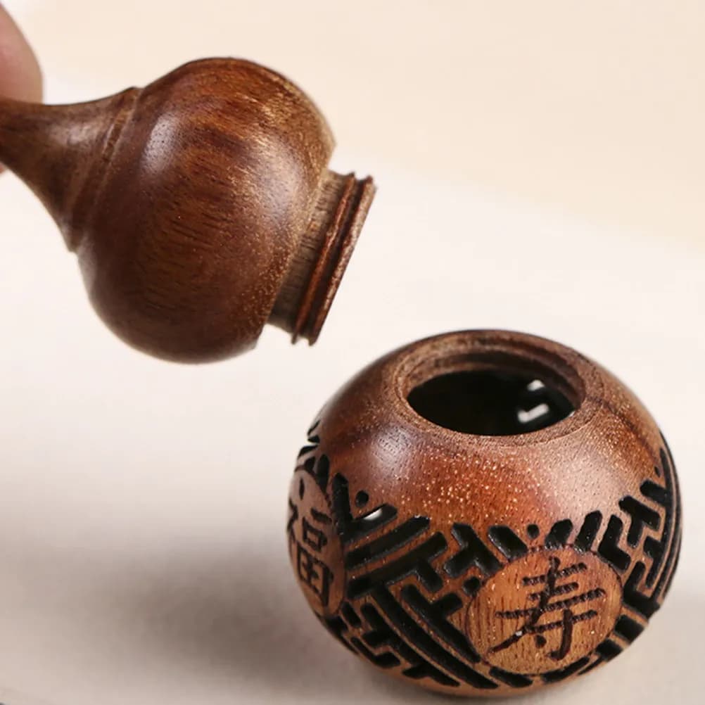 Wood Carved Hollow Gourd Aroma Beads Sachet Diffuser for Bedroom Car Office Portable Aromatherapy Carving Decoration