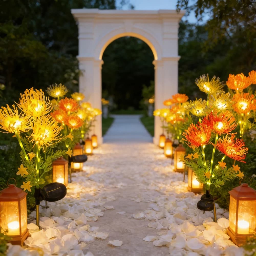 Luci LED Solari a 3 Teste a Forma di Fiore, Lampade da Terra per Esterni, Giardino, Vialetti, Cortili, Decorazioni Floreali per Matrimoni e Natale