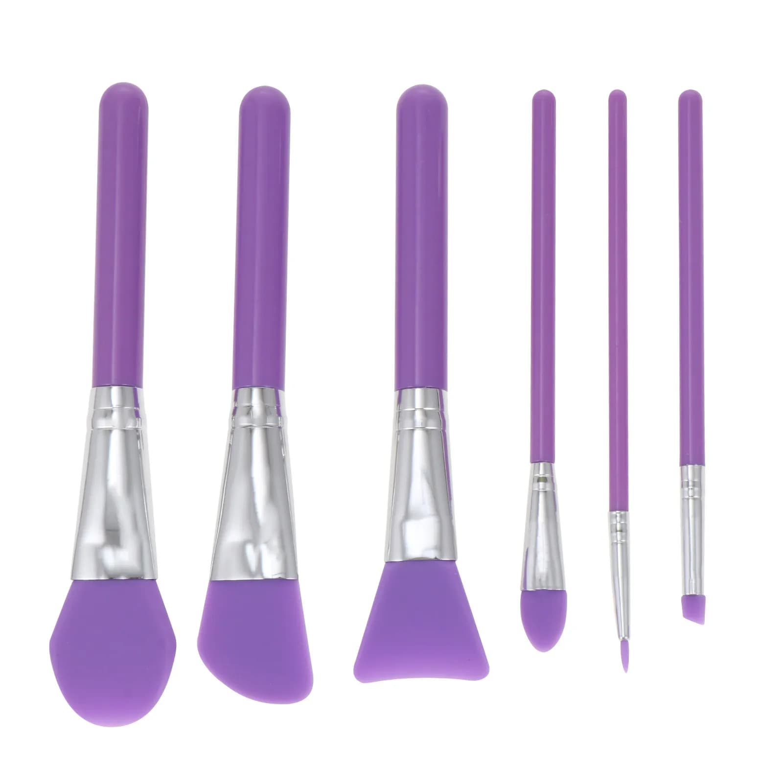 Set of 6 Silicone Brushes for Face Mask, Professional Liquid Makeup Applicator with Plastic Handle for Fondotinta, Ombretto and Eyeliner