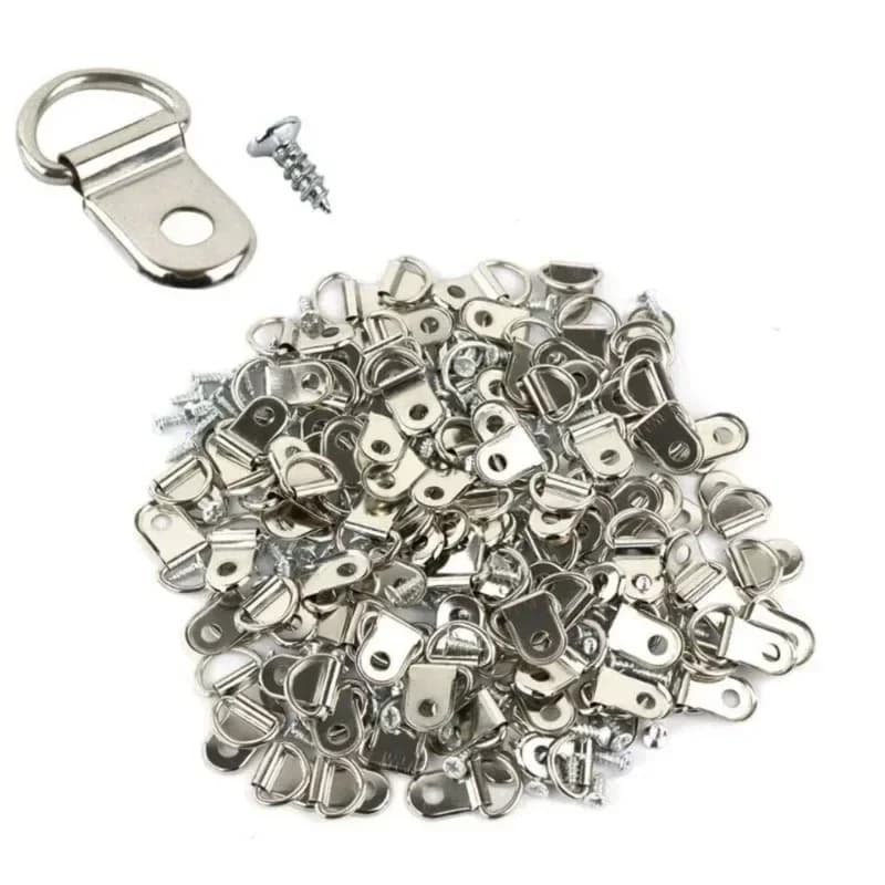 100 pcs Round Ring Buckle with Screw Washer Taps Oil Taps Photo Wall Bearing Hook Painting Mirror C Frame Clothes Tool