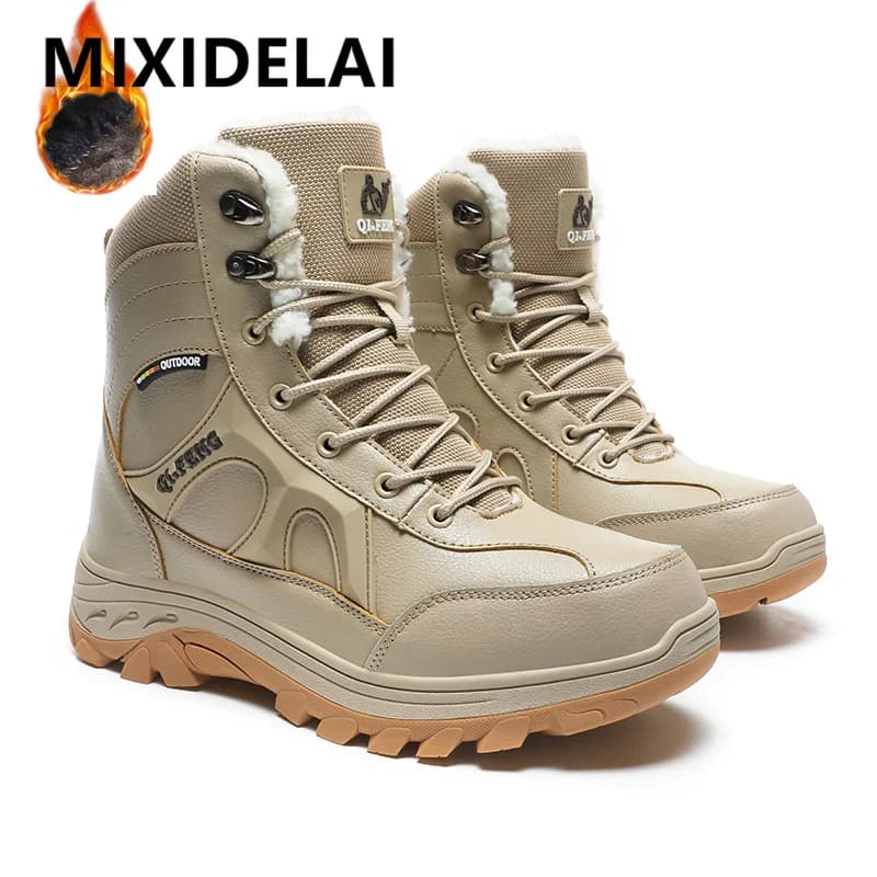Nuovi stivali invernali da uomo Stivali da neve alti in peluche caldi Stivali da trekking da uomo impermeabili Sneakers da esterno Stivaletti da lavoro alla moda da uomo