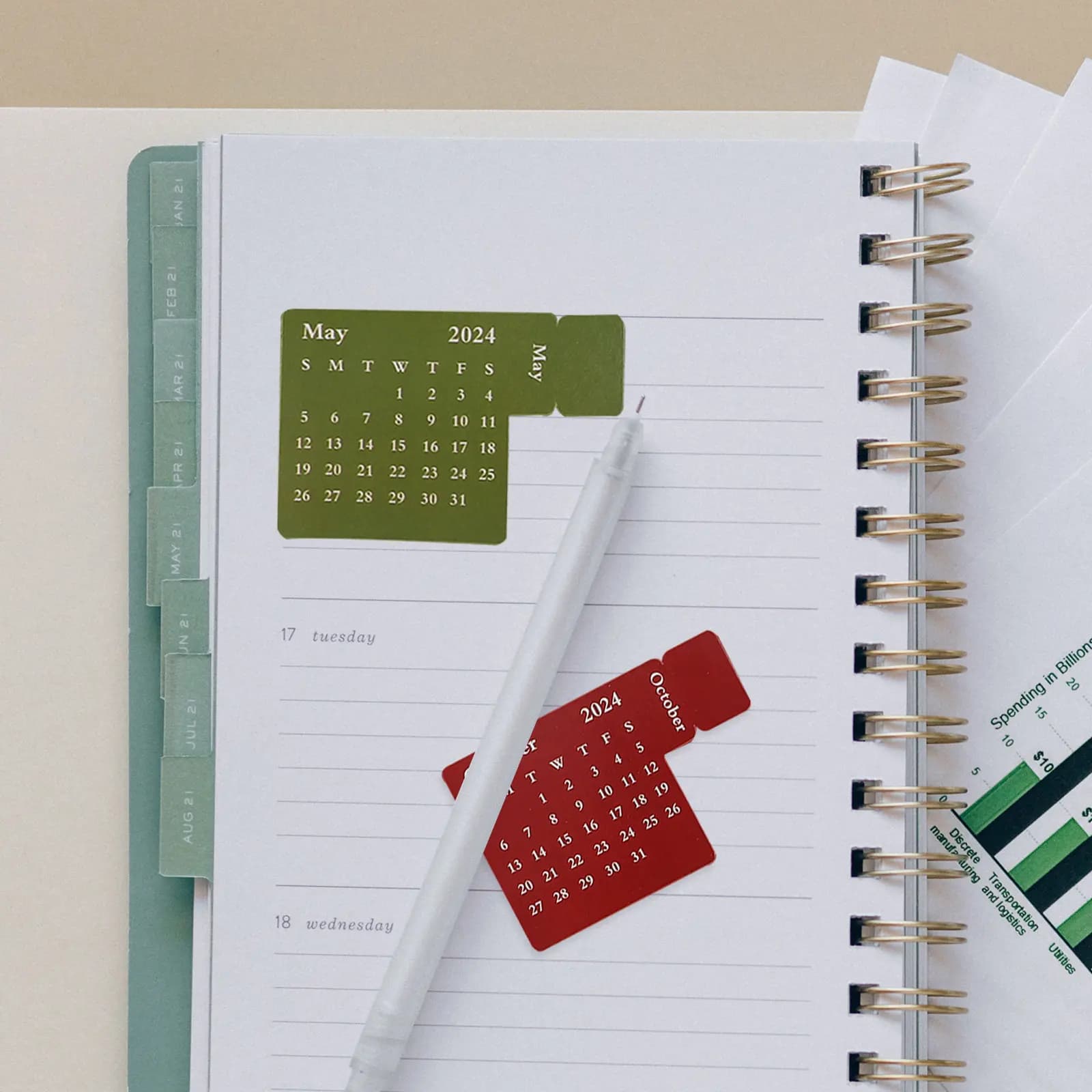 4 set di adesivi per calendario mensile, per etichette per agenda, etichette autoadesive per l'indicazione della data, luminose, resistenti allo sbiadimento, per ufficio e casa