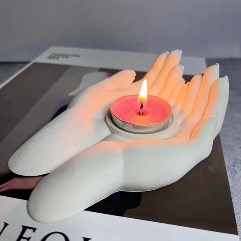 Stampo in silicone fai da te a forma di mani che impugnano un vassoio, per resina epossidica, cemento, gesso, artigianato artistico, portaoggetti per gioielli, porta candele, decorazioni per la casa