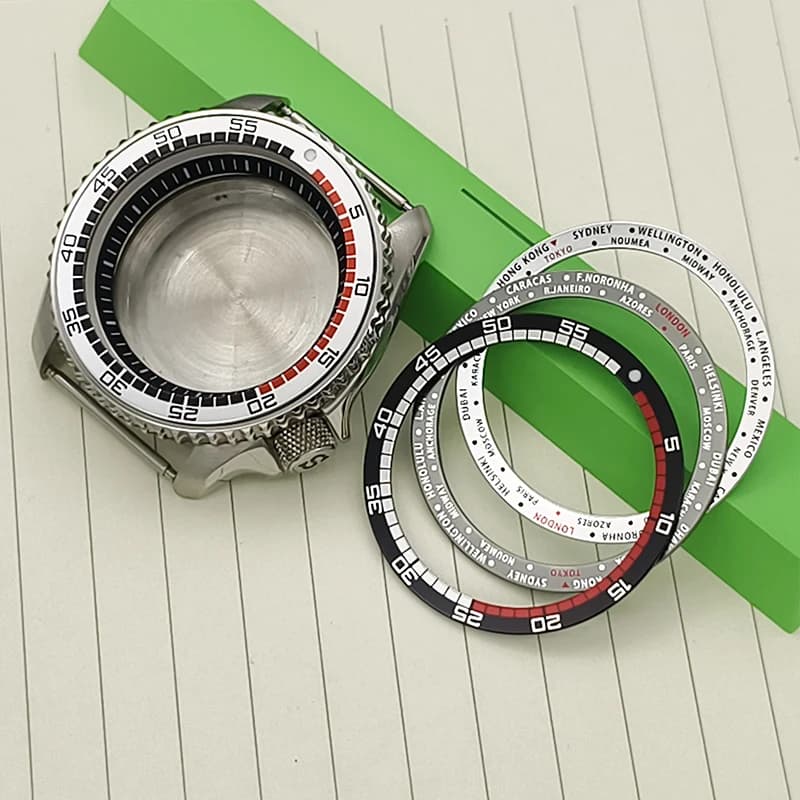 Cassa per orologio SKX007 da 42 mm in argento con vetro zaffiro piatto, compatibile con movimento NH35 NH36 4R 6R 7S, quadrante da 28,5 mm, ricambio per cassa orologio da uomo.