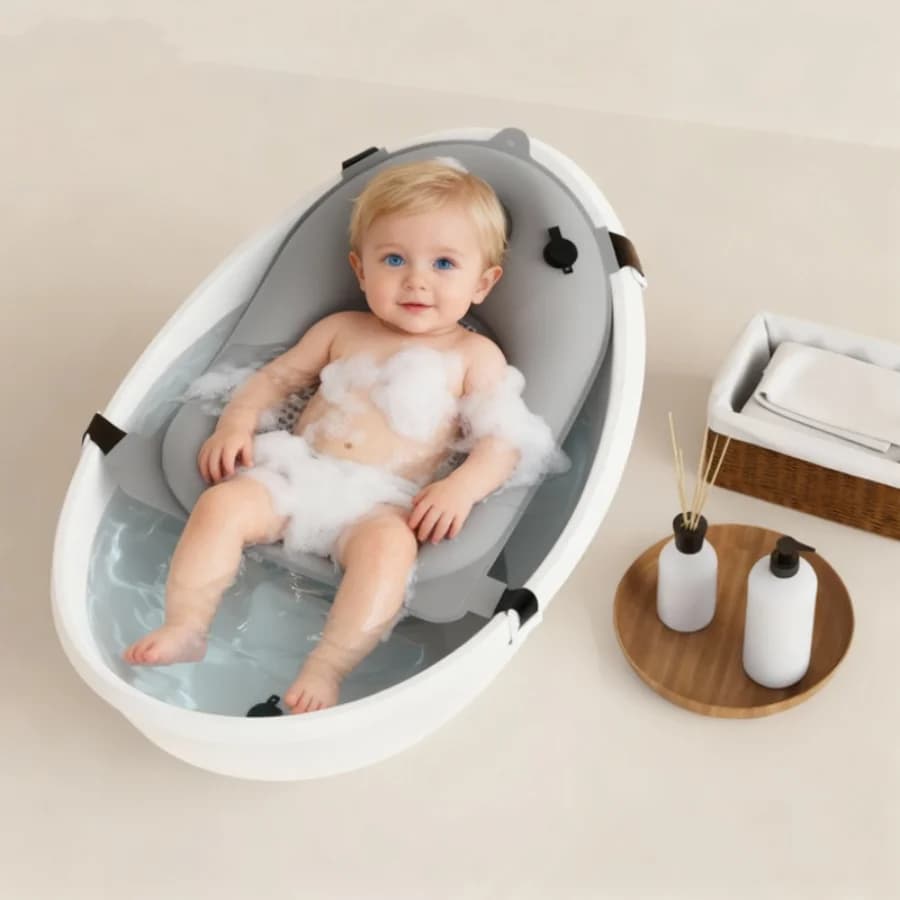 Tappetino da bagno antiscivolo regolabile per neonati - Lettino da bagno galleggiante per neonato, lettino da bagno in rete, tappetino da bagno per bambini