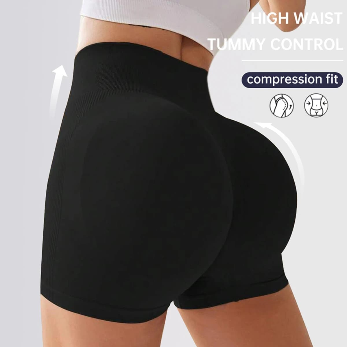 High Waist Elasticized Yoga Shorts for Women Large Sport Running Sport Casual Pants Fashionless Black Cycling Three Pants