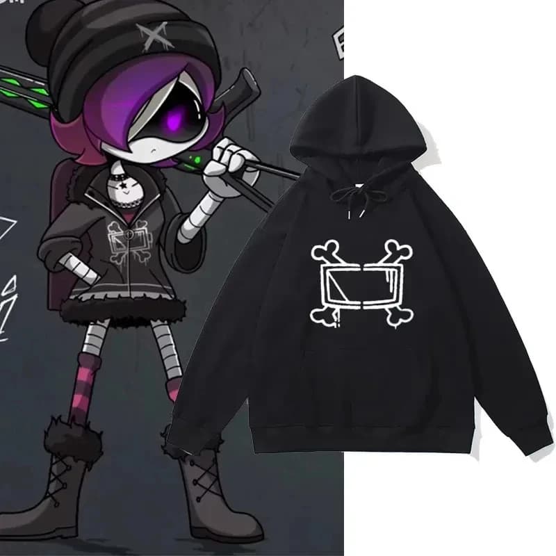 ♥Halloween Cosplay Costume Game Murder Hoodie Drones Uzi Doorman Unisex Bone Print Sweatshirt Casual Long Sleeve Hood ★2026 New