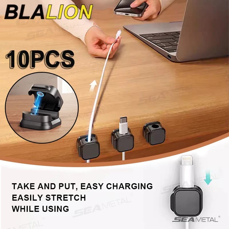 BLALION 10 pz/set fermacavi magnetici organizer per cavi supporto per cavo per auto regolabile sotto la scrivania organizzazione supporto per la gestione dei cavi