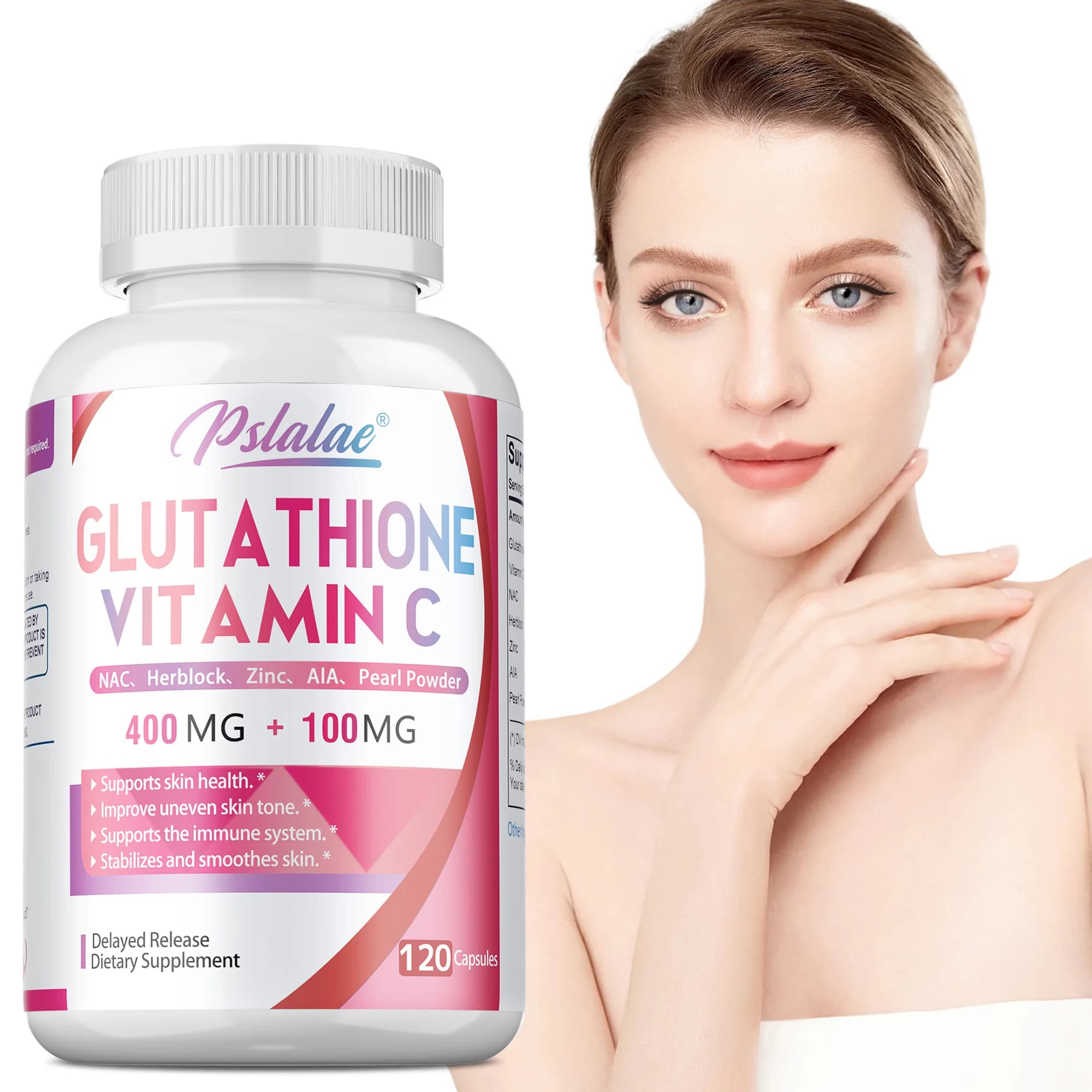 Integratore di glutatione e vitamina C - Antiossidante, bellezza sbiancante, pelle liscia e compatta, riduce le macchie, supporta la salute del fegato