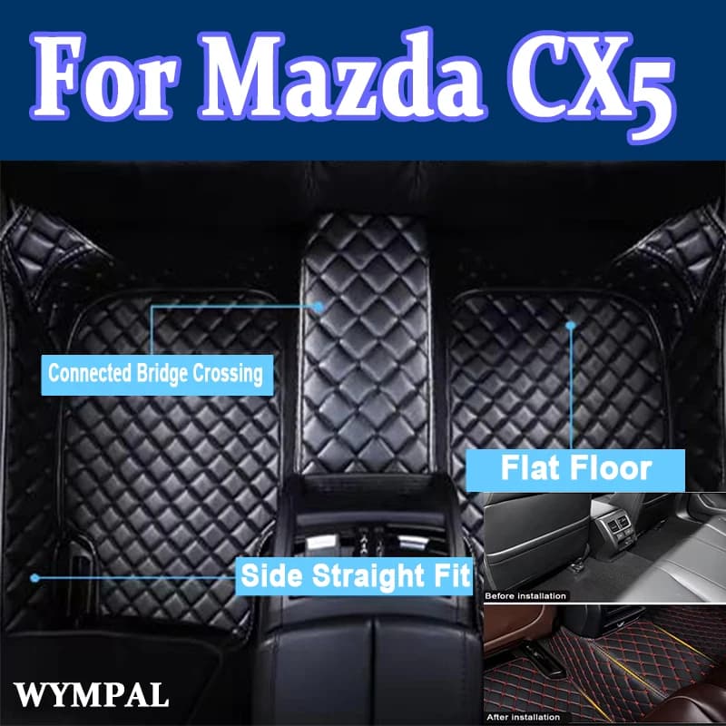 Tappetini per auto in pelle su misura di lusso per Mazda CX5 CX-5 2015 2016 Dettagli interni Tappeti per auto Tappeti Tappetini per piedi Accessori