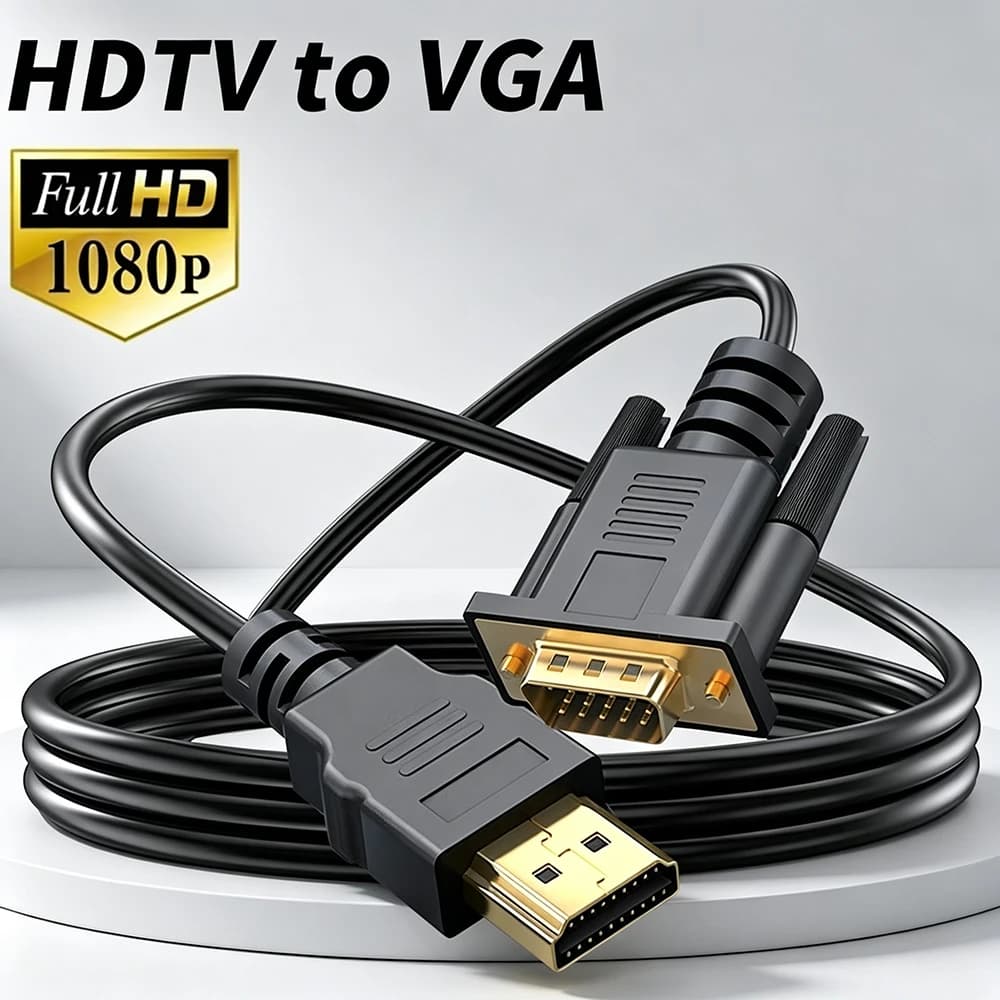 Cavo di prolunga HDMI a VGA HD 1080P, adattatore convertitore video audio compatibile HDMI per TV Box, PC, laptop, monitor, proiettore
