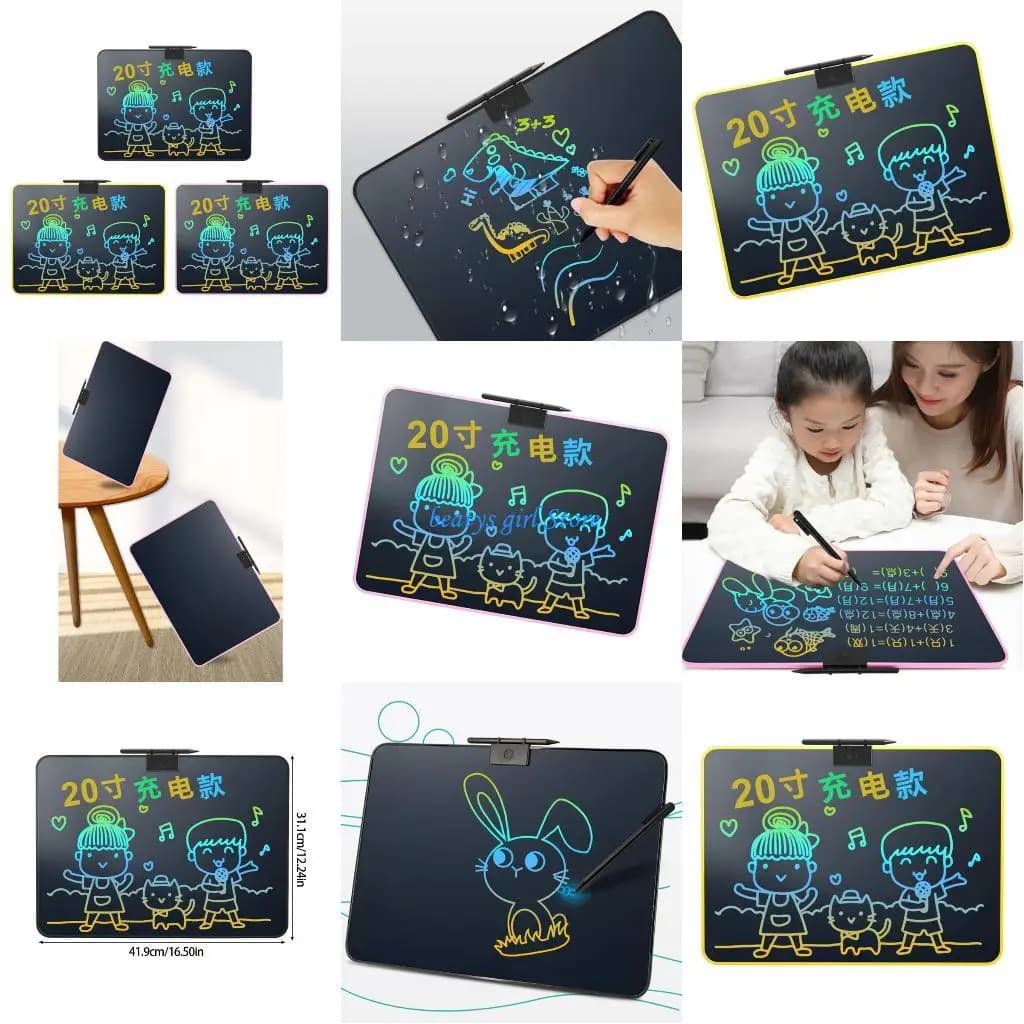 C7AB Tavoletta da scrittura LCD da 16,5 pollici Tavolo da disegno ricaricabile per bambini Scarabocchiare Scrittura Lavagna con