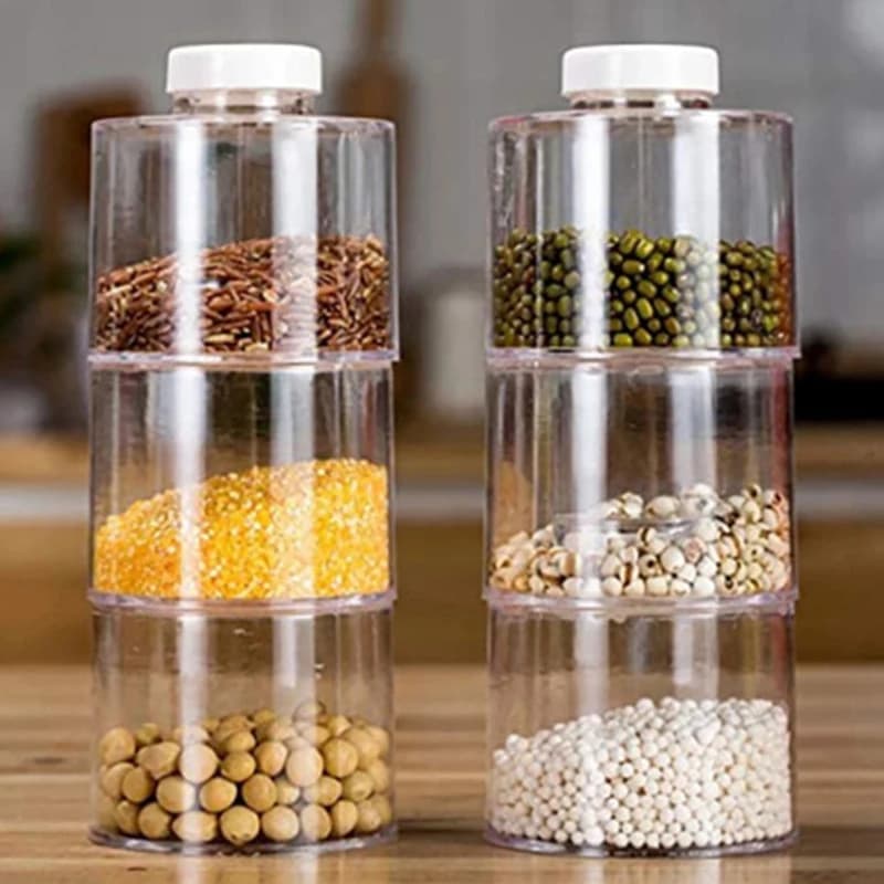 6 pezzi/set barattolo di spezie impilabile barattolo di spezie trasparente contenitore di spezie organizzatore da cucina modulare per riporre il controsoffitto