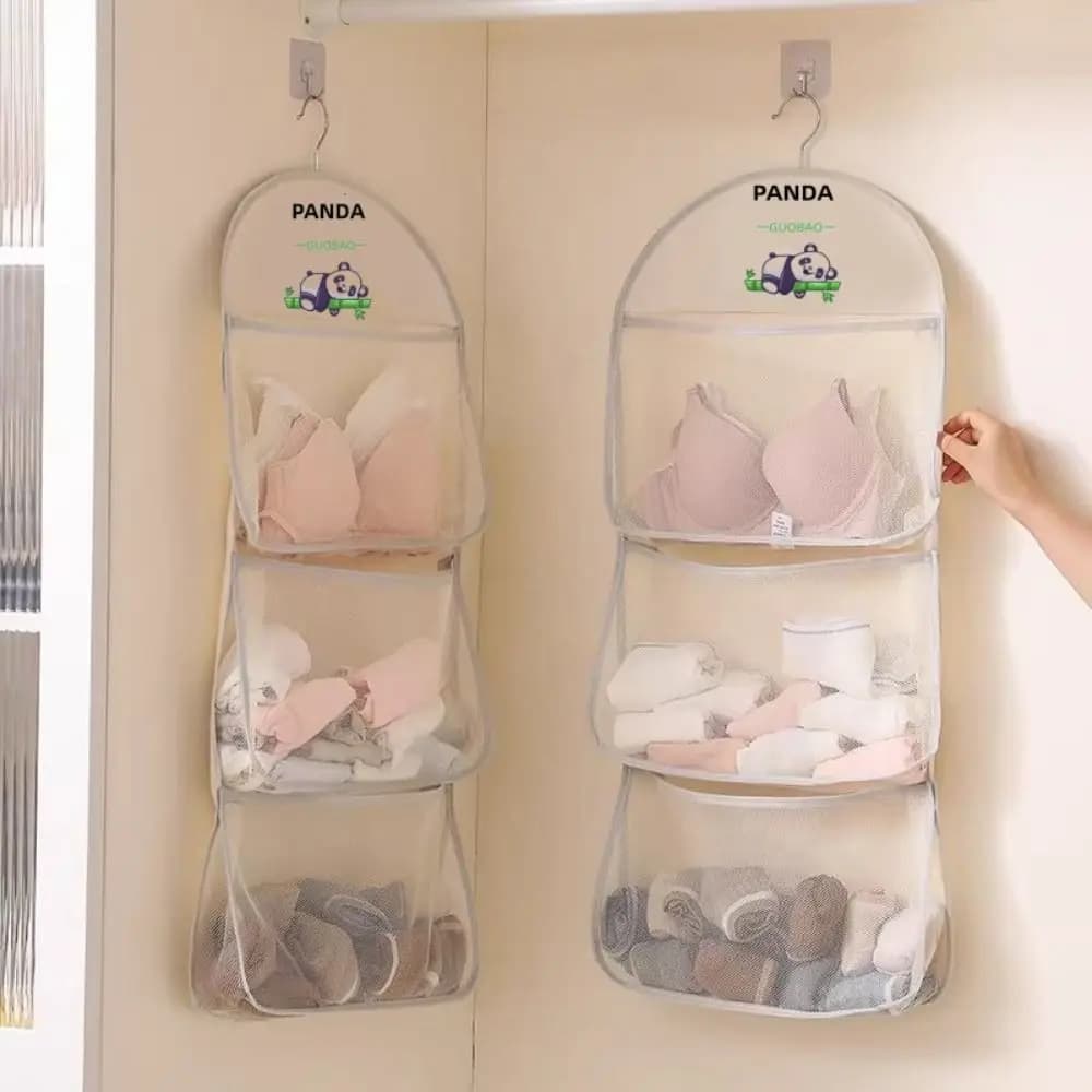 Multi-layer Storage Mesh Bag Wardrobe Hanging Large Capacity Socks Storage Bags Save Space Multi-function Dormitory Storage Tool